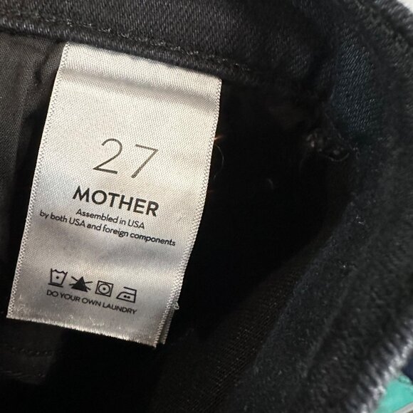 Mother The Mid Rise Dazzler Ankle Wash Deep End Black Size 27 Fray Straight Leg - Picture 9 of 12